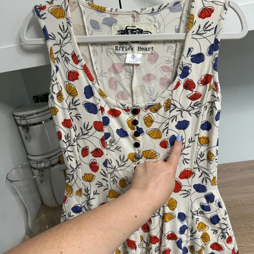 Effie's Heart Vacation Dress Flare Women S Wildflower Buttons Stretch Rockabilly